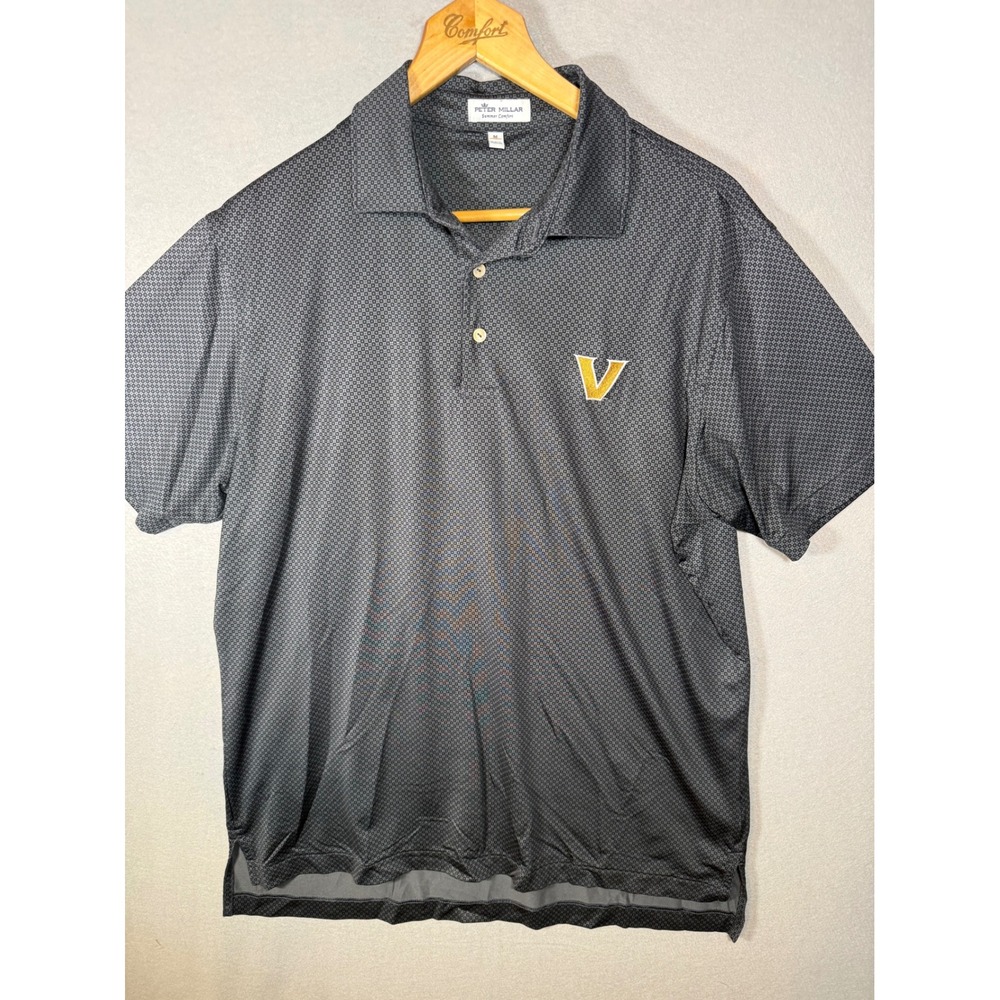 Peter Millar Vanderbilt Summer Comfort Polo Shirt Men M Gray Geometric Golf READ